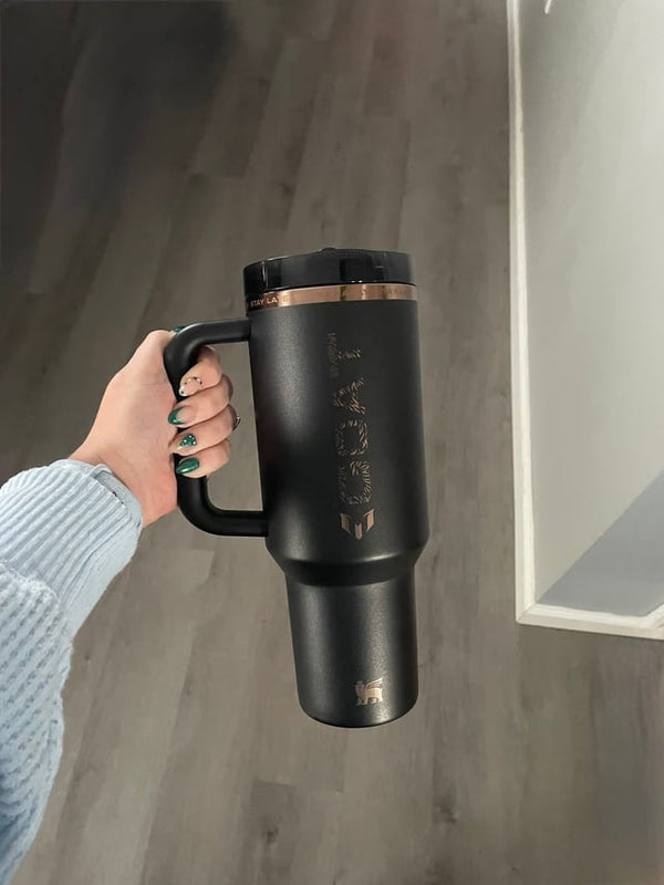 Stanley x Lionel Messi Quencher ProTour Flip Straw Tumbler 40oz – Black & Rose Gold Limited Edition