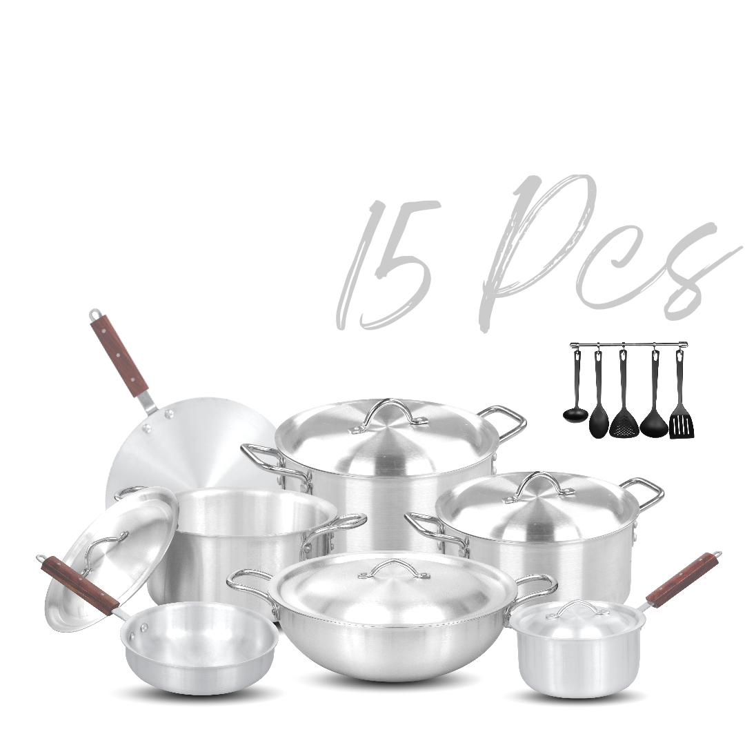 MAGNO MEATAL FINISH GIFT SET 15 PCS WITH GLASS LID