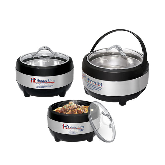 Happy Line 3 pcs set with Glass Lid