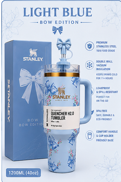 40OZ STAINLESS STEEL BOW TUMBLER WITH A STRAW STOPPER