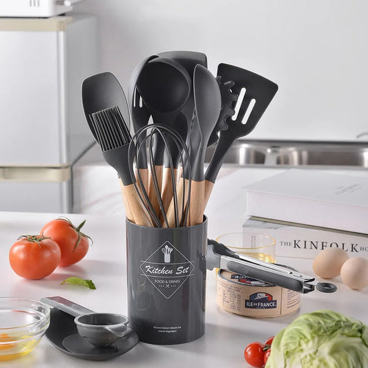 Silicone Kitchen Utensils Set (12 Pcs Set)