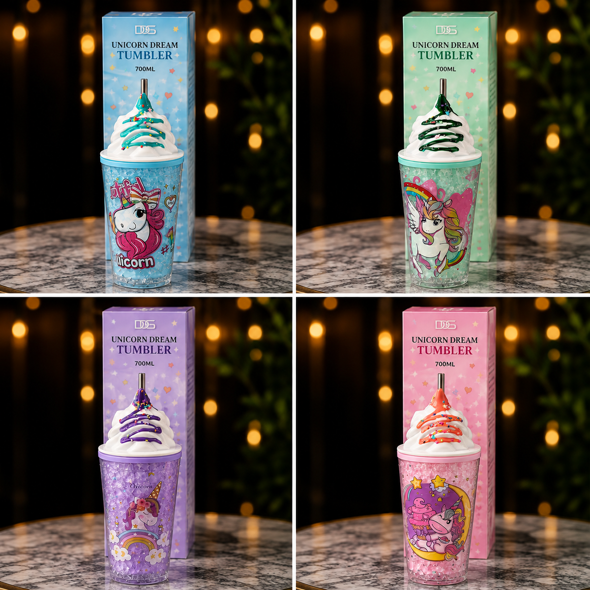 Unicorn Dream 700ml Whipped Topping Tumbler with Straw