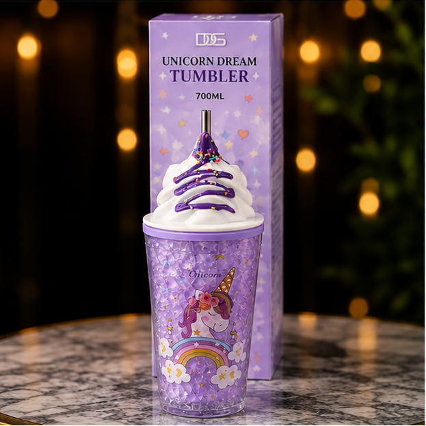 Unicorn Dream 700ml Whipped Topping Tumbler with Straw