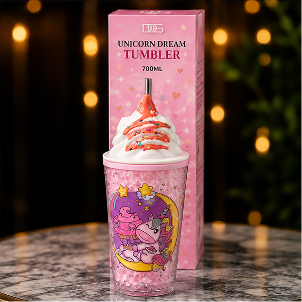 Unicorn Dream 700ml Whipped Topping Tumbler with Straw