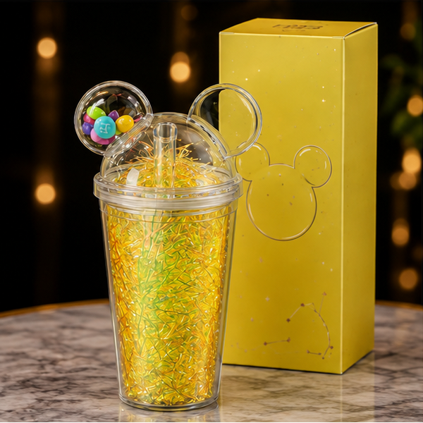 Mouse Ears Glitter Tumbler with Candy Beads & Straw