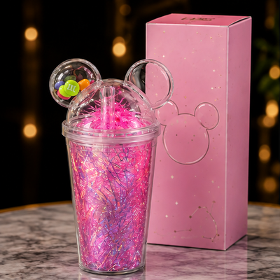 Mouse Ears Glitter Tumbler with Candy Beads & Straw