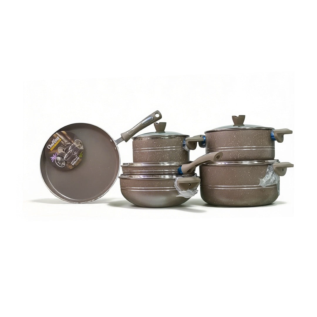 CHEFLINE 17 PCS MARBLE SET BROWN