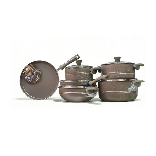 CHEFLINE 17 PCS MARBLE SET BROWN