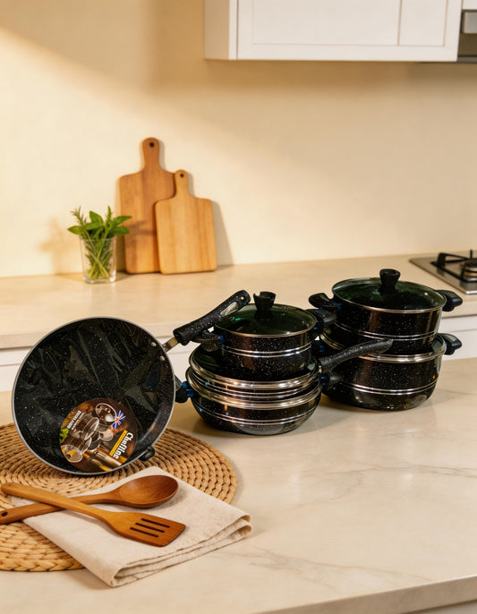 CHEFLINE 17 PCS MARBLE SET BLACK