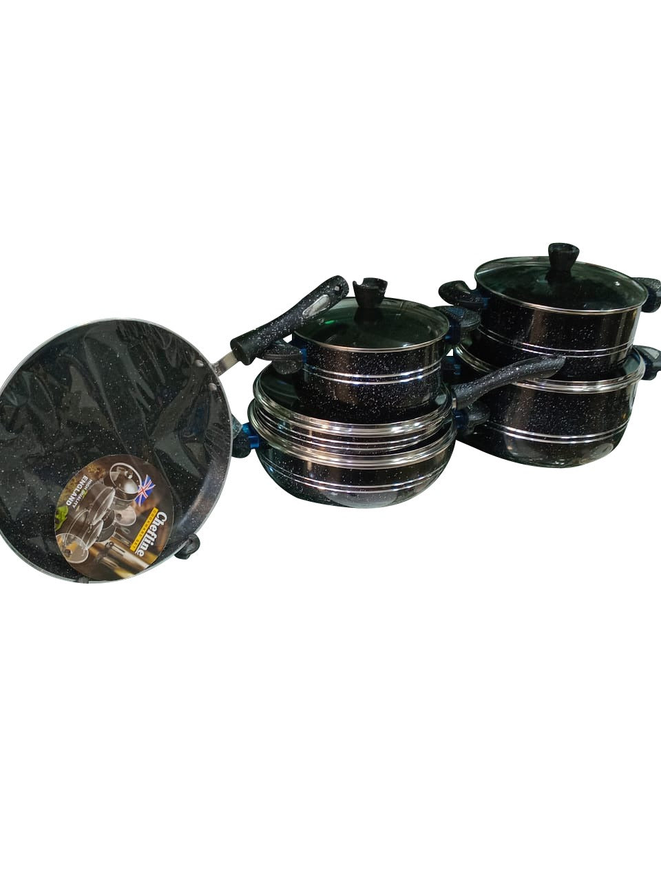 CHEFLINE 17 PCS MARBLE SET BLACK