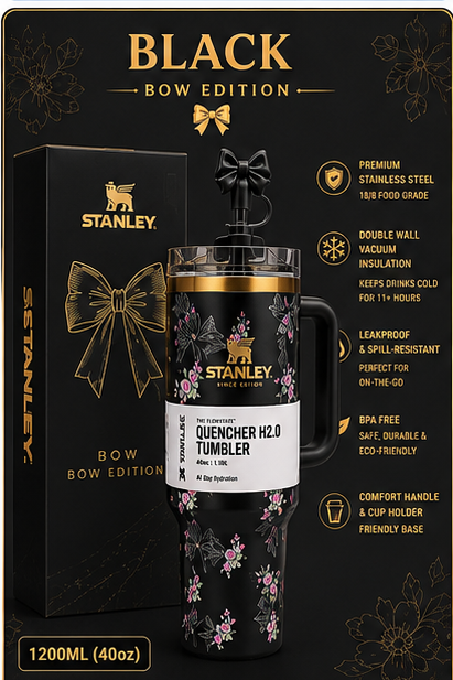 40OZ STAINLESS STEEL BOW TUMBLER WITH A STRAW STOPPER